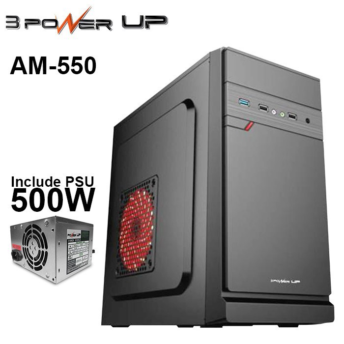 Casing POWER UP Micro-ATX AEROMAX include PSU 500Watt