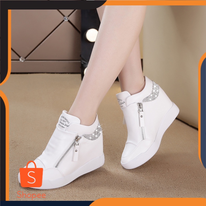 2022 Wanita Sepatu Putih Tinggi Meningkatkan ole Sepatu Wanita Olahraga Sepatu Kasual Platform Sepat