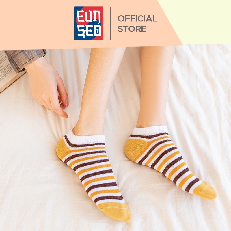 EUNSEO Kaos Kaki Semata Kaki Pendek Kaos Kaki Fashion Korea Motif Bee Lebah Kuning Premium