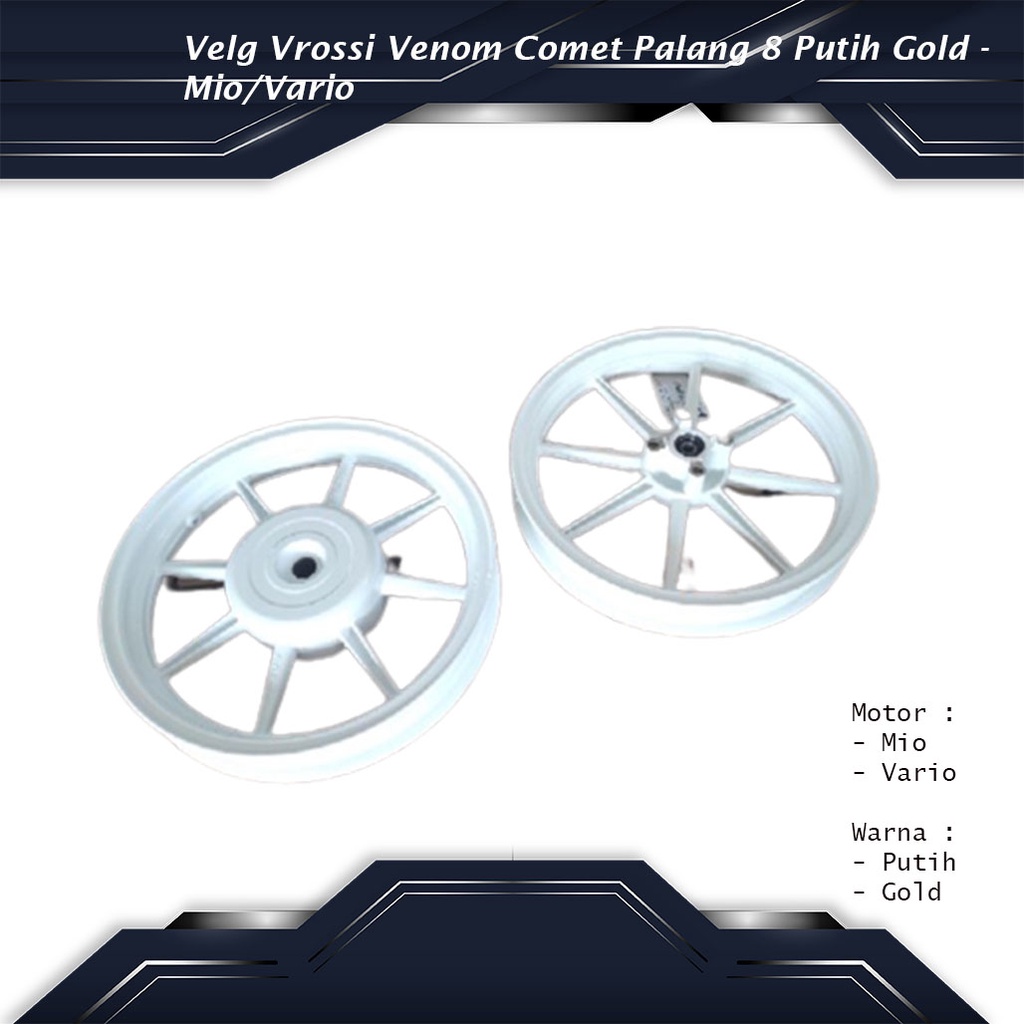 Velg pelek Vario 125 150 Beat Racing vrossi Rossi venom p8 palang 8 185 215 R14 Putih Gold Hitam - M