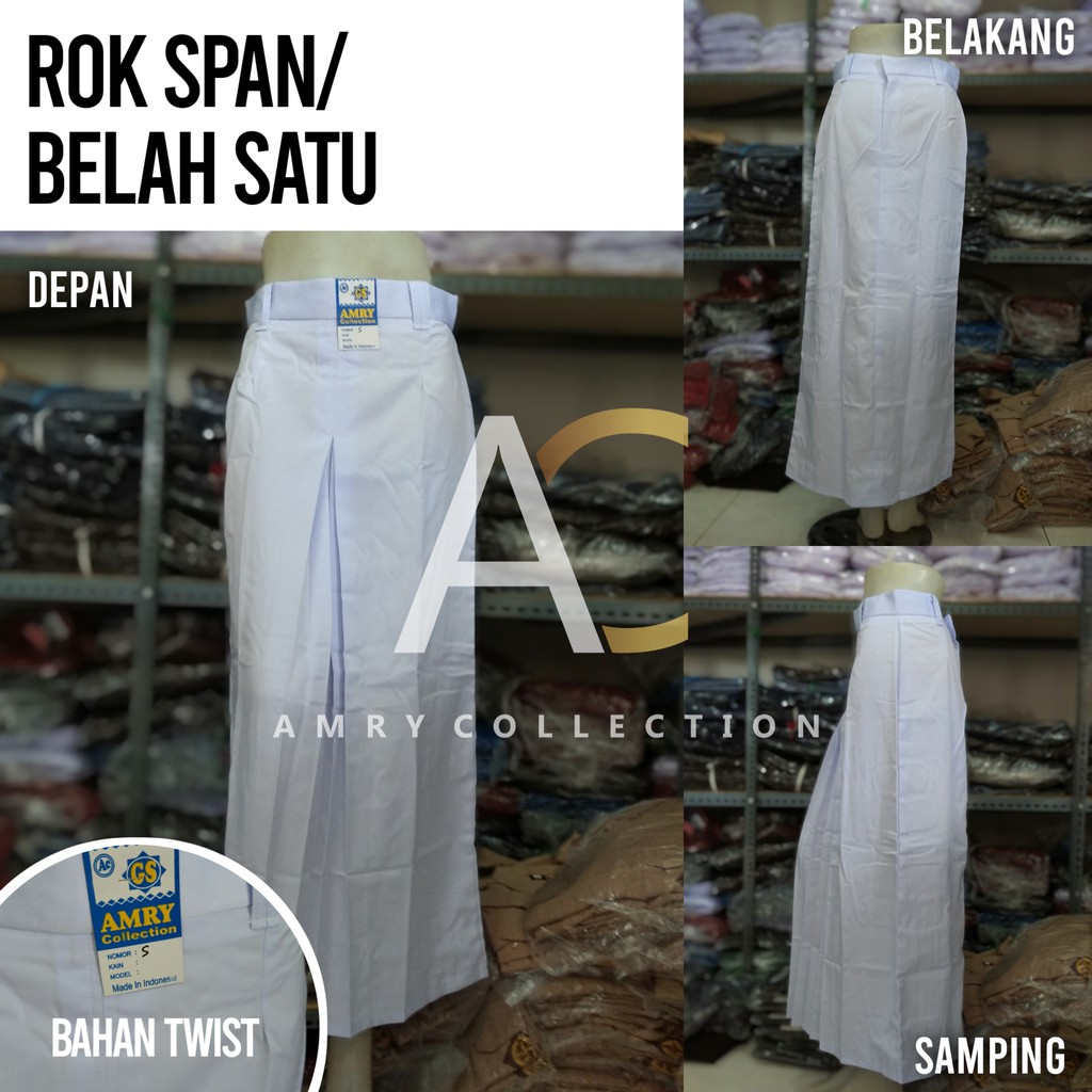 Rok sekolah Rok span belah 1 panjang SMP SMA (twist/licin)