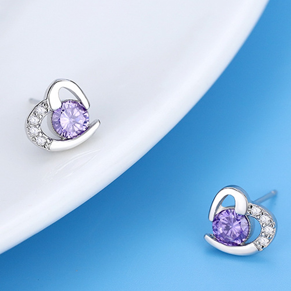 Hu Hu Hu Hu Hu Alat Bantu Pasang Kacamata♡ Anting Stud Cubic Zirconia Bentuk Hati Untuk Wanita