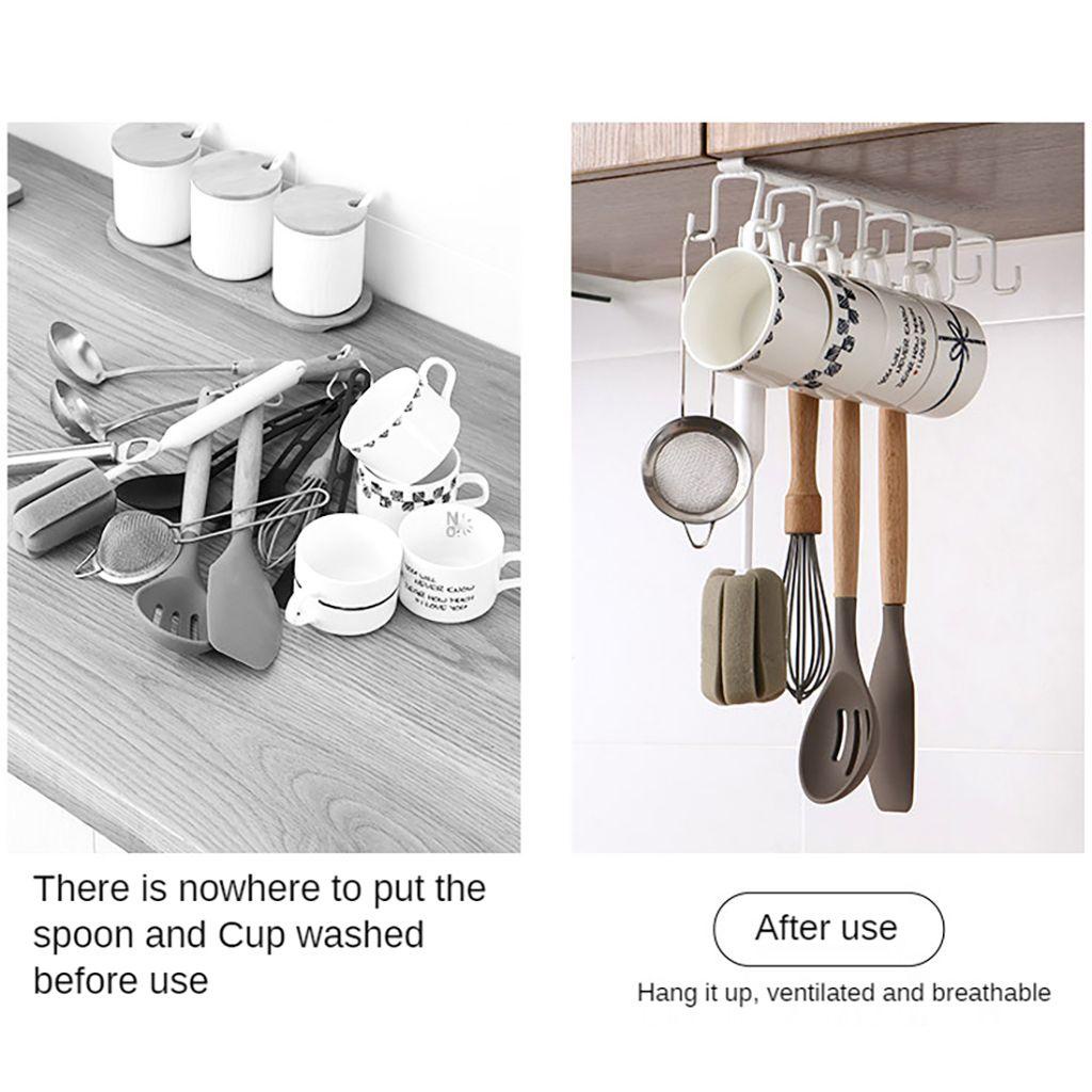 Nickolas1 Mug Hook Rak Multi-Kait Penyimpanan Multifungsi Dua Baris Untuk Kabinet,Dapur,Bar Punch-free Cabinet Hook