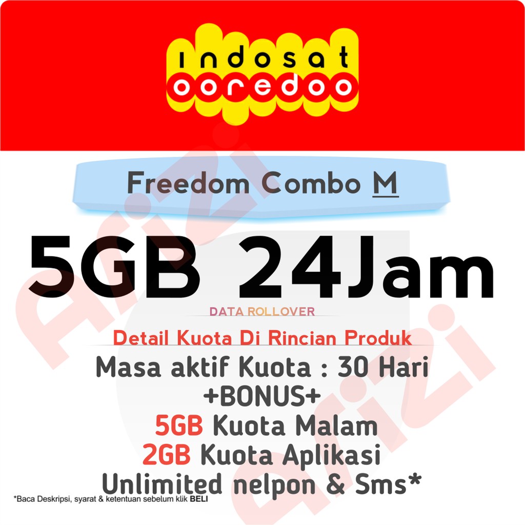 Indosat Ooredoo Freedom Combo M 5gb 2gb 3gb 24 Jam 30 Hari Paket Data Kuota Internet Shopee Indonesia