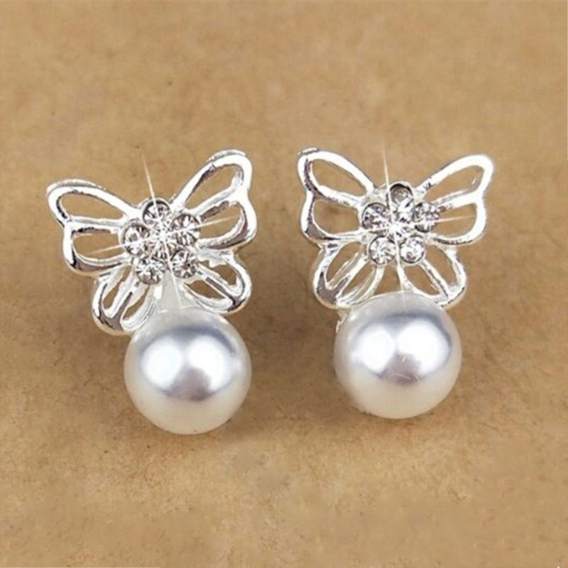 Korea Fashion Heart Star Pearl Berlian Imitasi Stud Earrings untuk Wanita Pesona Perhiasan