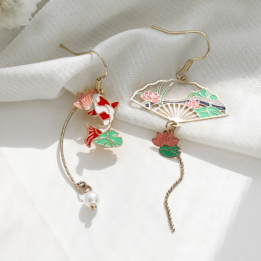 Hu Hu Hu Hu Hu Alat Bantu Pasang Kacamata♡ 1 Pasang Anting Rumbai Panjang Desain Hewan Bunga Aksen Mutiara Tiruan Bahan Tembaga Untuk Wanita