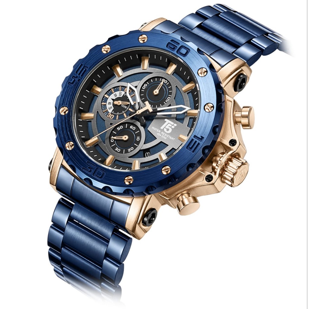 Jam Tangan Pria Chrono Stopwatch T5 H3702G 3702 Original