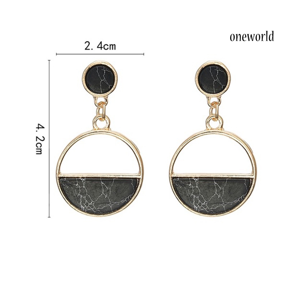 OW# Fashion Women Marble Grain Round Geometric Dangle Ear Stud Earrings Jewelry Gift