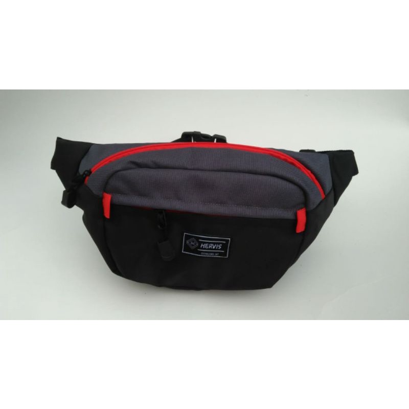 tas waistbag pria abu polet merah tas waistbag murah