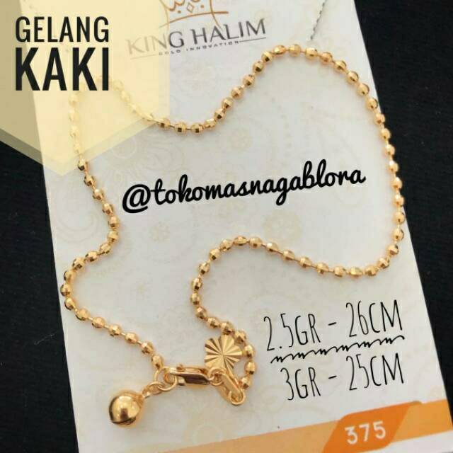 GELANG KAKI VARIASI HATI MERICAN EMAS KADAR 375