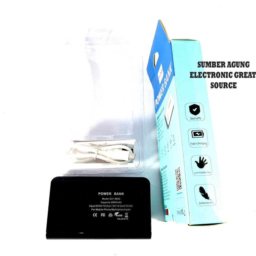 Advance Powerbank 8800mah S318800 Power Bank 2USB Lampu