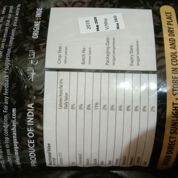 

978Eq0010W Basmati Sukriya Rice 5Kg W5Q40112