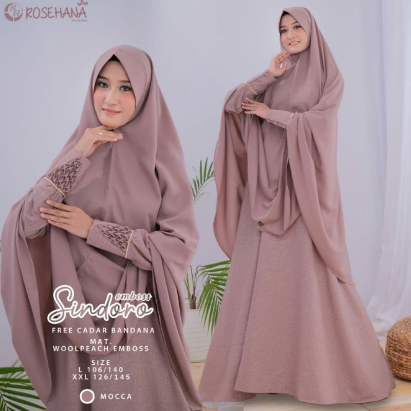 Sindoro syari EMBOS ori by Rosehana Hijab bahan wolfish Embos yang adem, smock segitiga, bercadar