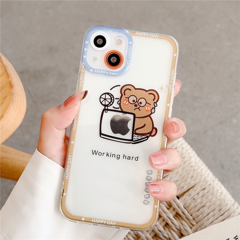 Soft Case Tpu Motif Kartun Beruang Untuk Iphone 11 7 8 Plus 13 Pro Max X Xr Xs Max Se 12 11 Pro Max 12