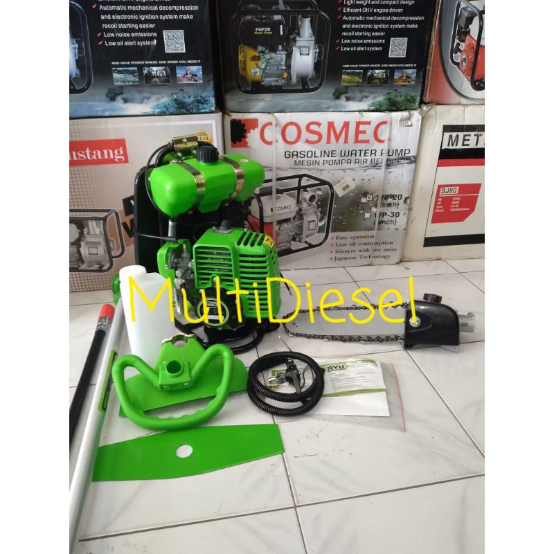 Paket Mesin Potong Rumput RYU 2T × Mini Chainsaw