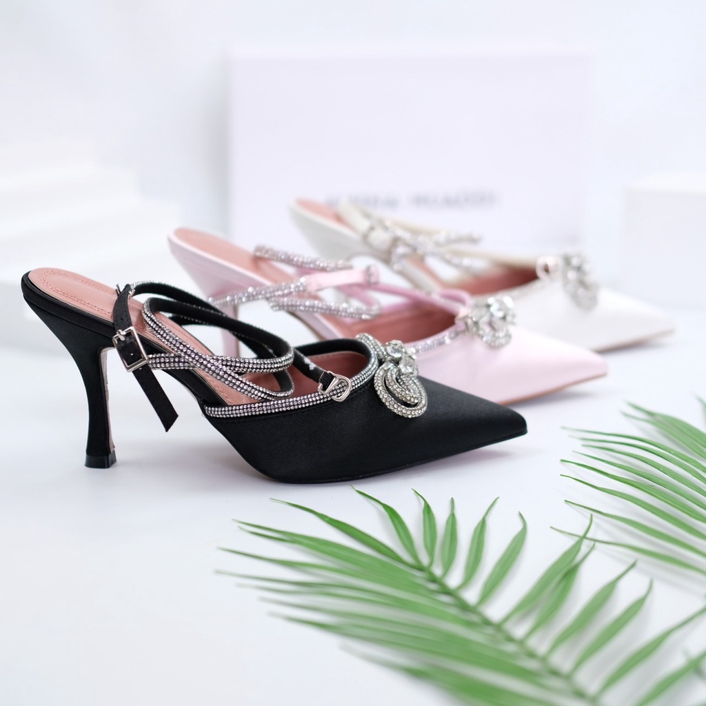 [7.7 Boombastis Sale⚡] - SEPATU WANITA TALI HAK TINGGI AMS011 PITA DIAMOND HEELS PREMIUM IMPORT