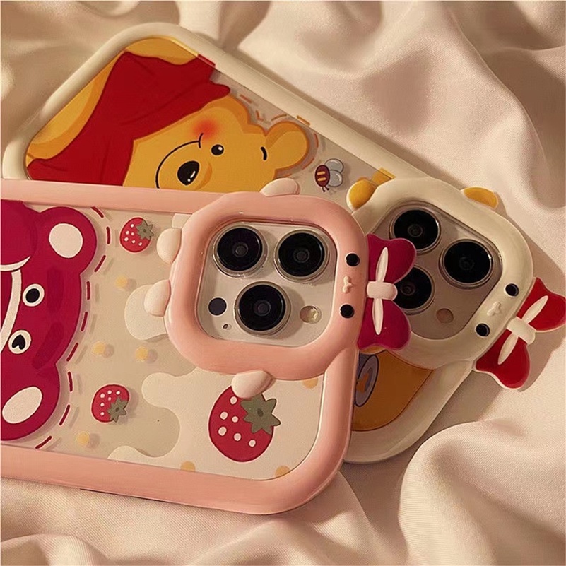 Soft Case Silikon TPU Motif Kartun Beruang Casing Compatible for iPhone 14 13 12 11 Pro Max X Xr Xs Max iPhone 7 8 6 6s Plus Cute Cartoon Fashion Bear Phone Case Clear Lens Protection Skin Silicone Hard Case Shockproof Soft TPU Phone Back Casing Cover