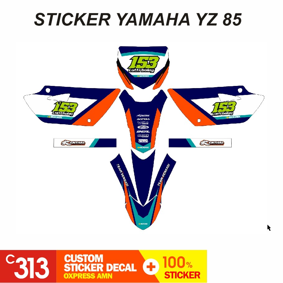 Stiker Decal YAMAHA YZ 85 YZ New YZ Modif Bebek Custom Sticker (26)