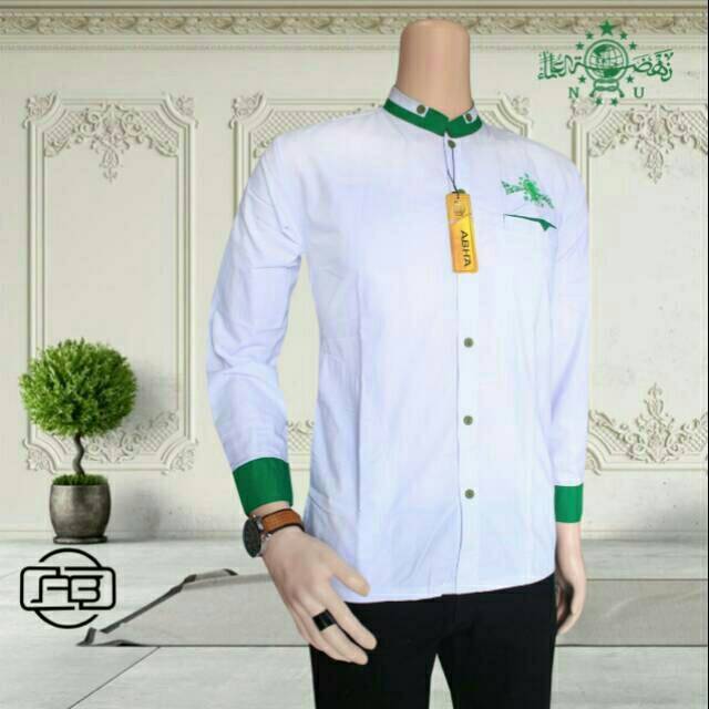 Baju Koko NU Putih Lis Ijo Elrumi