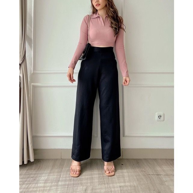 Toply shop V top  Crop Knit Premium / atasan wanita crop