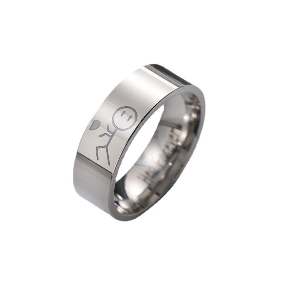 Preva Cincin Baja Titanium Baja Perhiasan Lebar 8 mm Wanita Fashion Perhiasan Pernikahan Cincin Pasangan Romantis