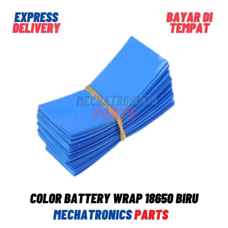 COLOR BATTERY WRAP 18650 PLASTIK BATERAI JAKET PLASTIK SKIN PVC JACKET- BIRU