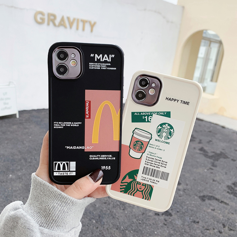 [Removable lens] McDonald's and Starbucks are used for casing iPhone 12 pro max iPhone Pro 11 iPhone 7 8 Plus X Xr Xs XsMax se2020 anti-drop and anti-drop full-cover lens soft case