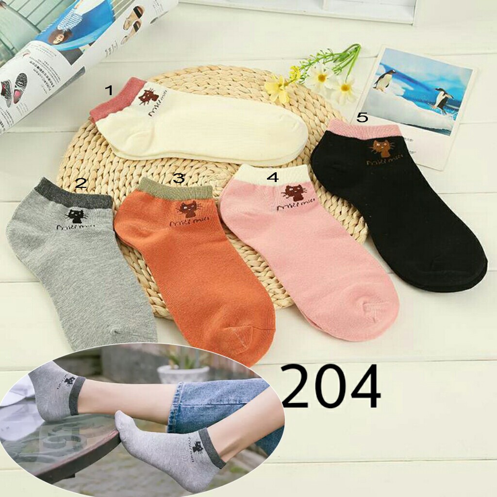 kaos kaki wanita korean style kaos kaki motif lucu 204