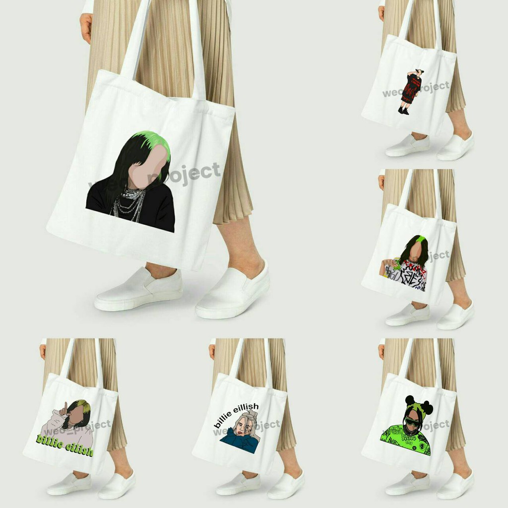 TOTE BAG KANVAS MURAH / TOTE BAG WANITA / TOTE BAG MOTIF Billie Eilish