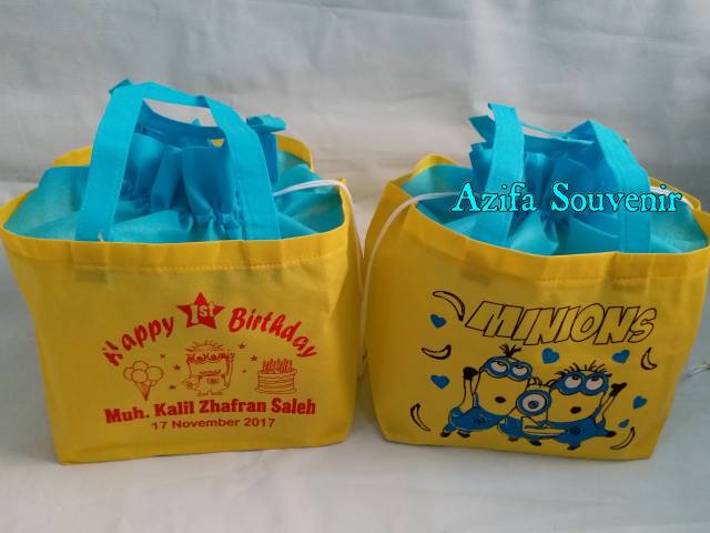 Tas Ultah / Goodie Bag Tas Souvenir Kado Ulang Tahun Anak murah Karakter Kartun model Serut-3