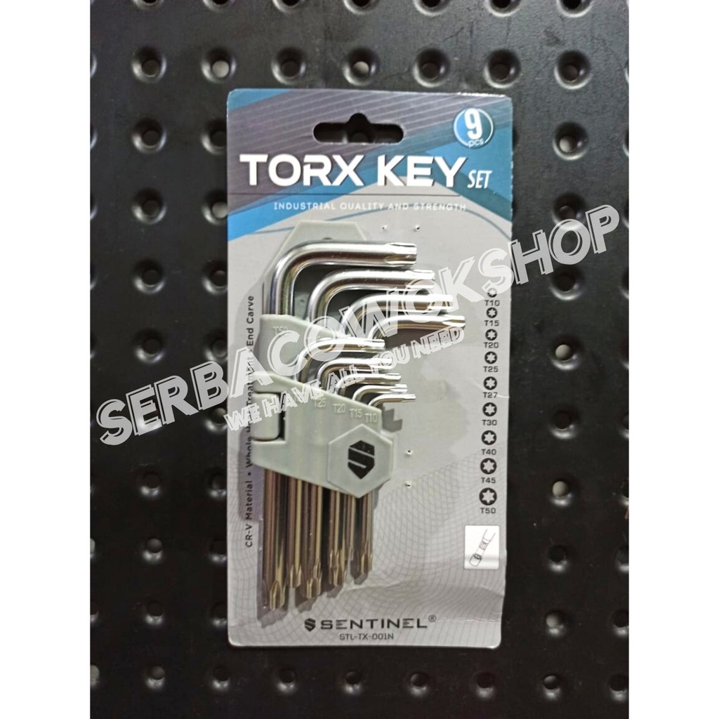 Sentinel Kunci L Bintang Lubang Pendek Torx Key Set Chrome 9 Pcs Short Termurah Berkualitas