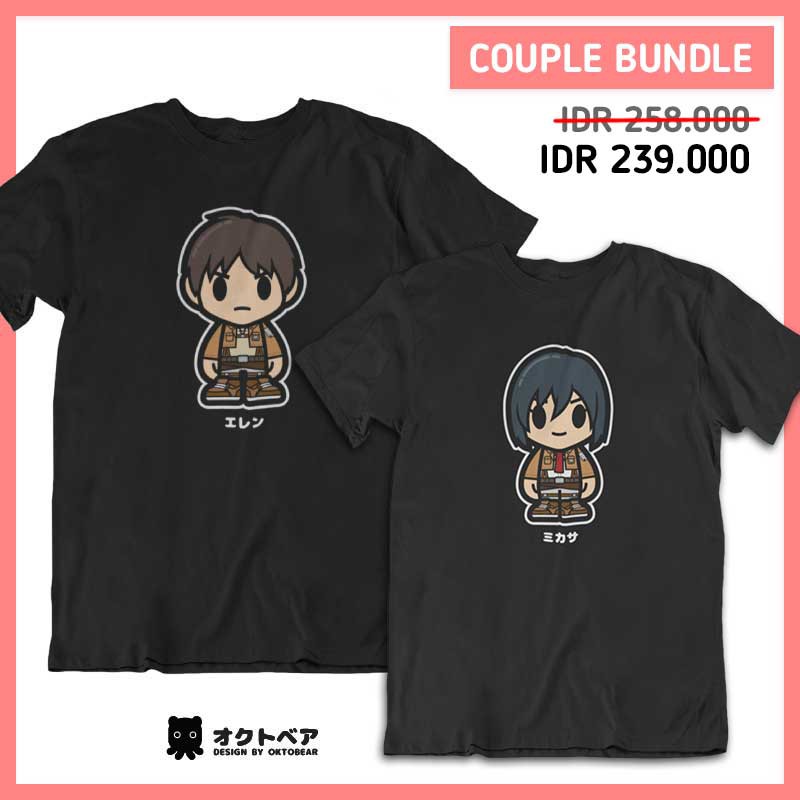  PRE ORDER Kaos  Couple  Eren and Mikasa Shopee  Indonesia