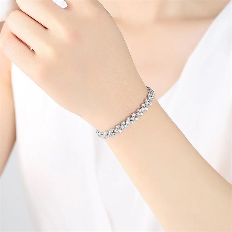 Gelang Bahan Alloy Aksen Berlian Imitasi Untuk Wanita