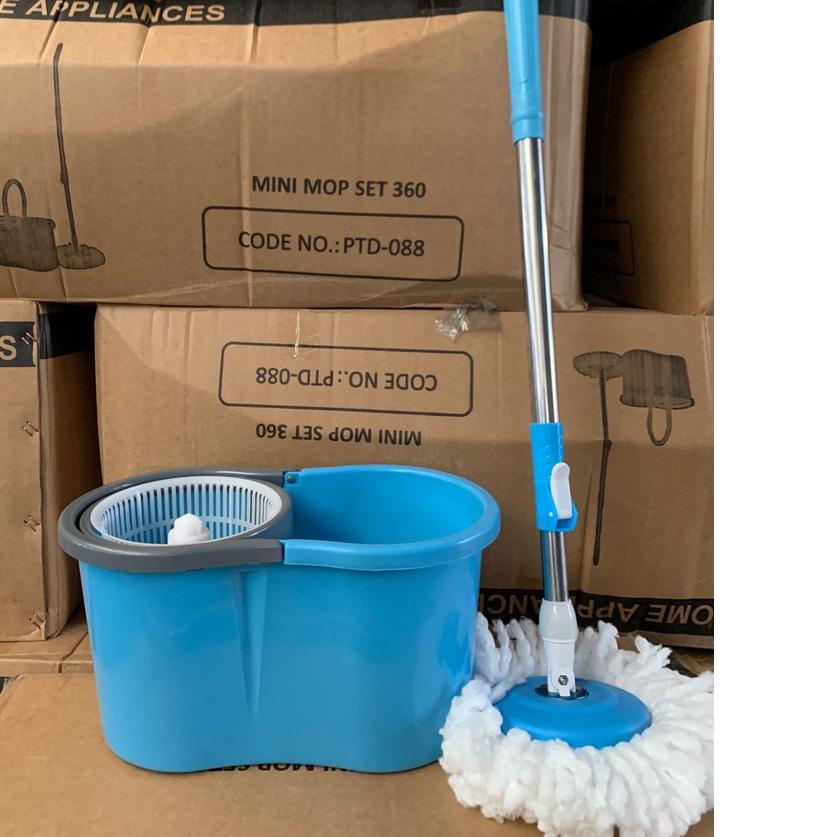 ➼ Pel Lantai putar Pel Lantai serbaguna Spin mop pel lantai plastik Mini Mop Set TRI-J 360 Magic Mop