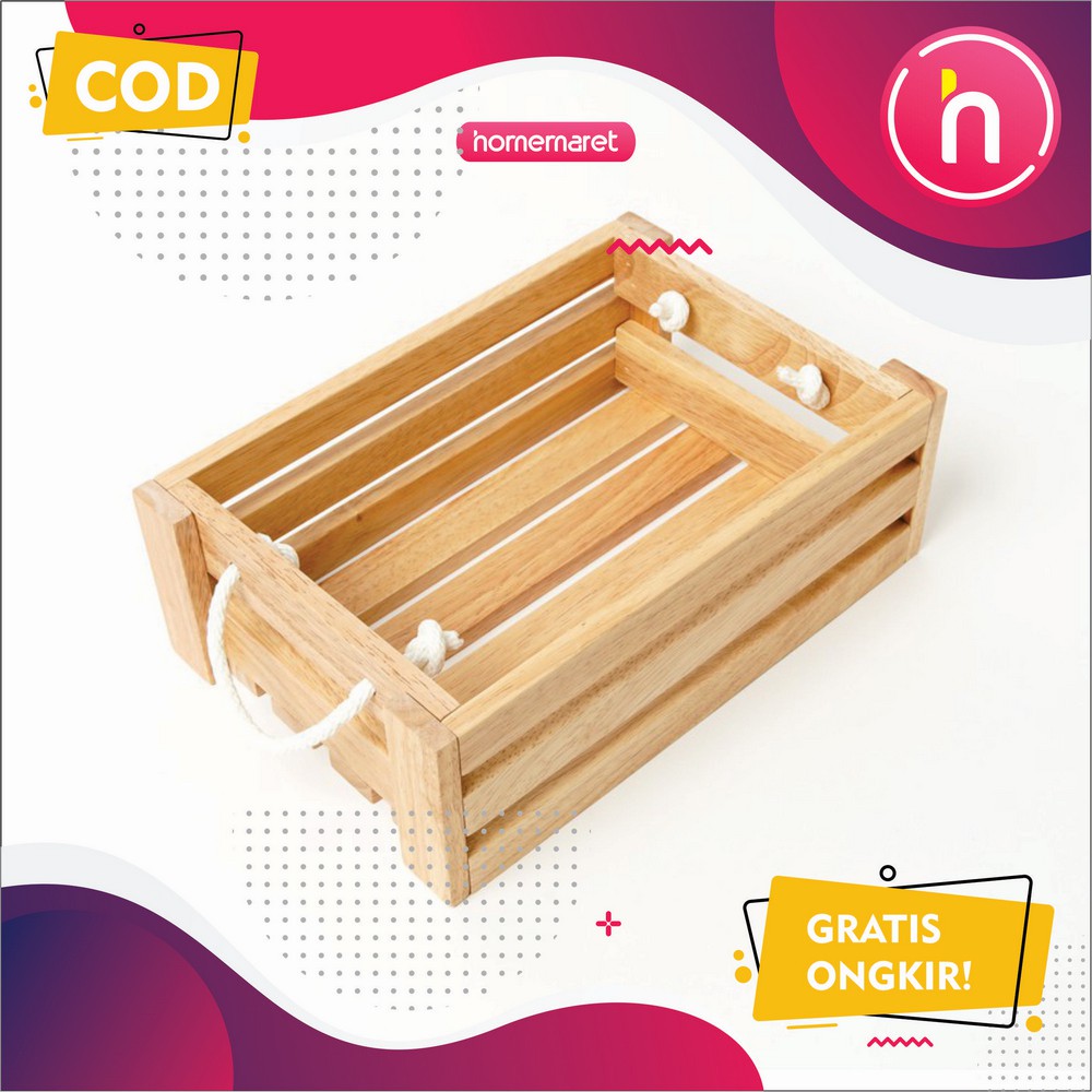 Box Kayu Pegangan Tali - Peti Kayu - Kotak Kayu Besar - Organizer Box Kayu Penyimpanan - Kayu Solid