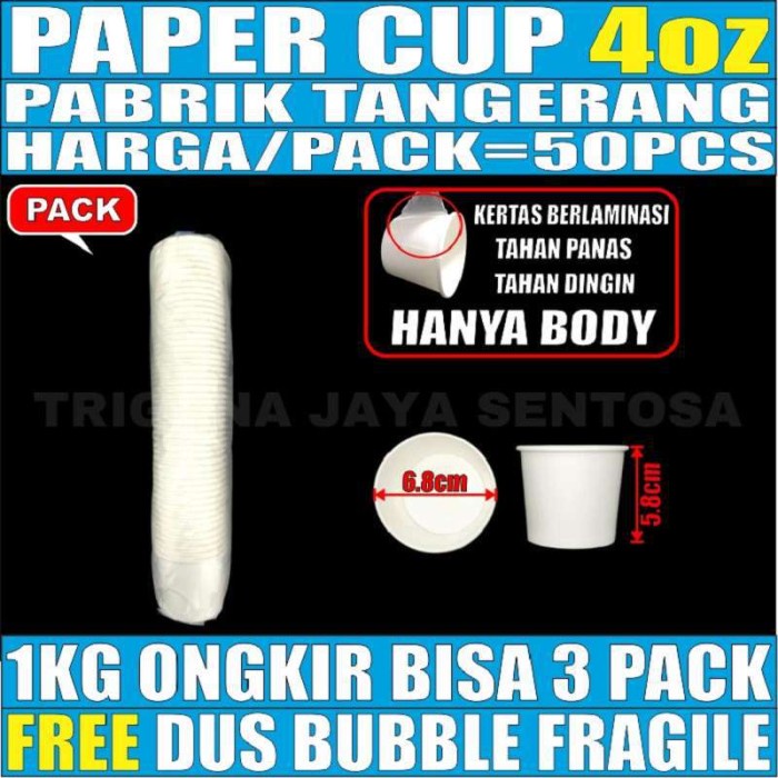 [Ready] Paper Cup 4Oz 50Pcs Gelas Kertas Ice Cream Eskrim Es Krim Jasuke 4 Oz 45101V