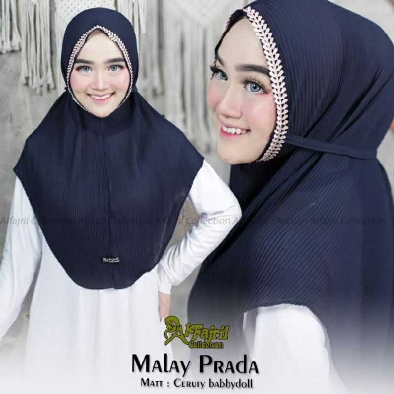 Bergo Plisket Renda Prada Jilbab Instan Ceruty Babydoll