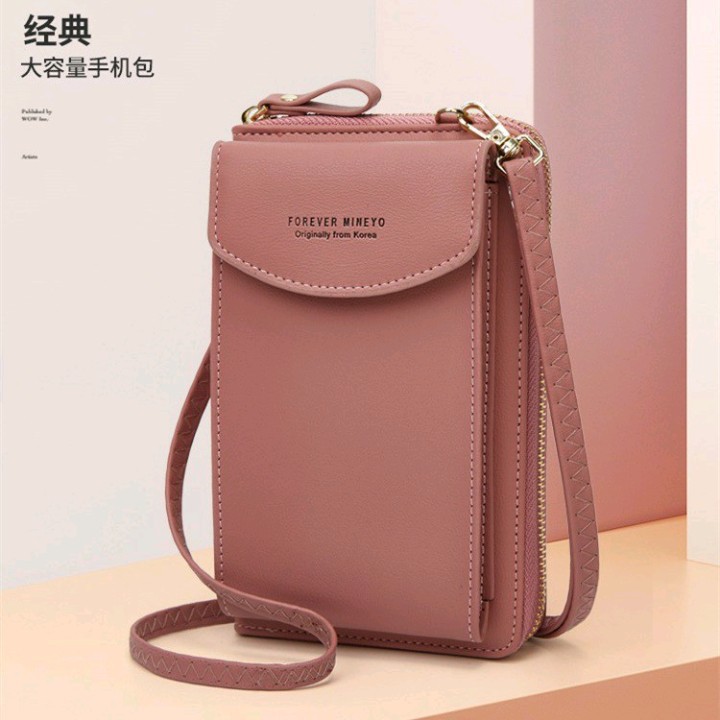 BAELLERRYY FOREVER YOUNG DOMPET HP WANITA TALI PANJANG SUEDING PING KECOKLATAN DOMPET SLEMPANG HP