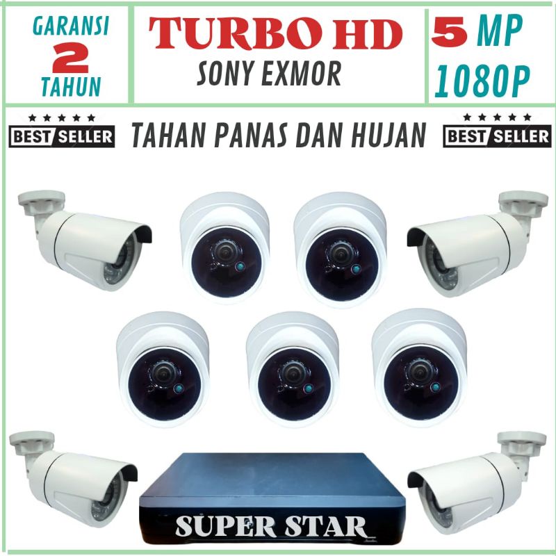 PAKET CCTV 16 CHANNEL 9 KAMERA LENSA 5MP 1080P IR SONY EXMOR TURBO HD