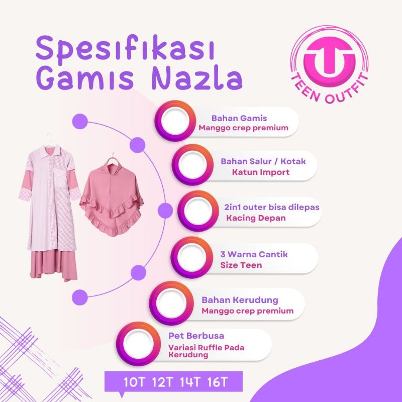 Gamis Nazla 2in1 By Teen Outfit 10-16T