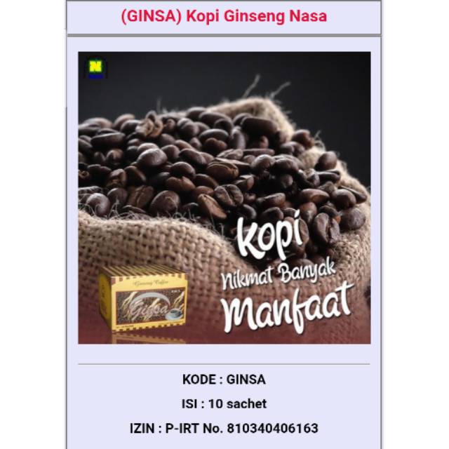 

Kopi Ginseng Nasa Ginsa kopi murah