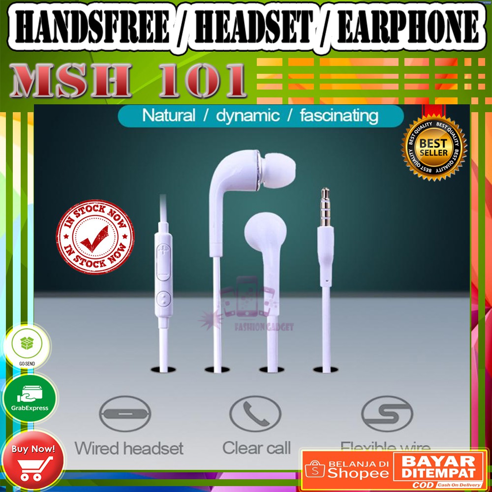 MSH 101 Handsfree / Headset / Earphone  Handfree untuk Smartphone Android / ios with Mic jack 3.5