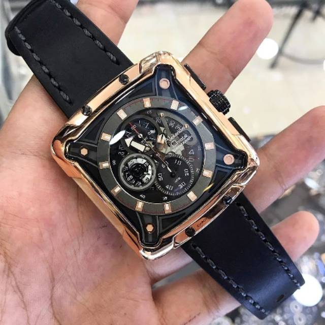 Alexandre christie original ac3039 jamtangan pria black rosegold