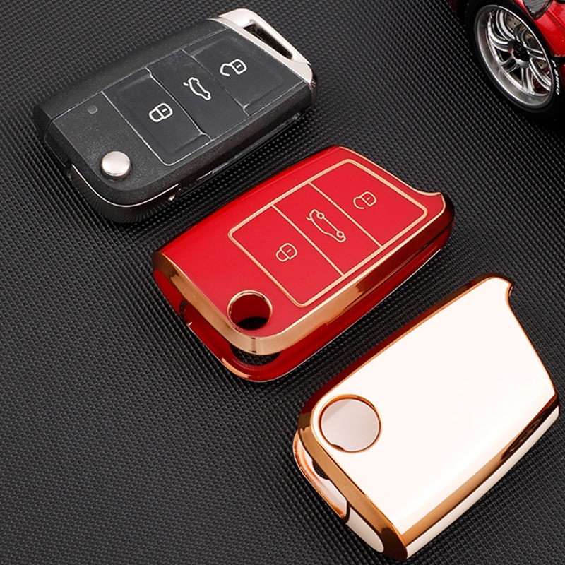 Casing Kunci Mobil Model Flip Untuk VW Volkswagen Golf 7 MK7 Tiguan MK2 SEAT Ateca Leon FR 2 Ibiza Octavia A7