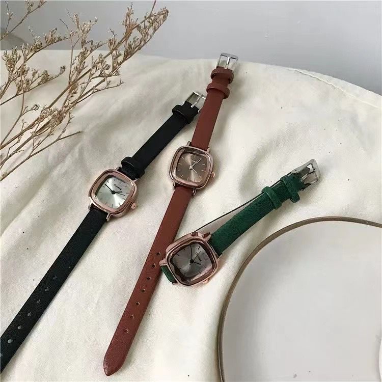 PA Jam Tangan Quartz Strap Rubber PU Analog Casual Gaya Retro Wanita Segi Belimbing Watch Korean Fashion Balok RM050