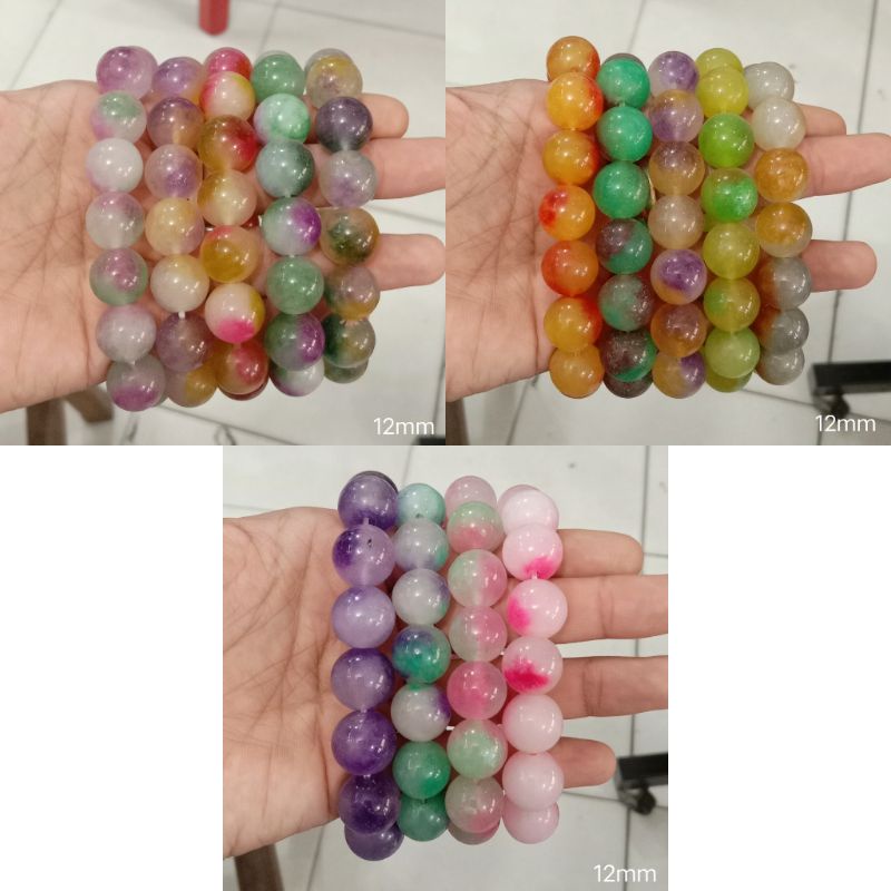 Gelang Batu Agate Multicolor 12mm