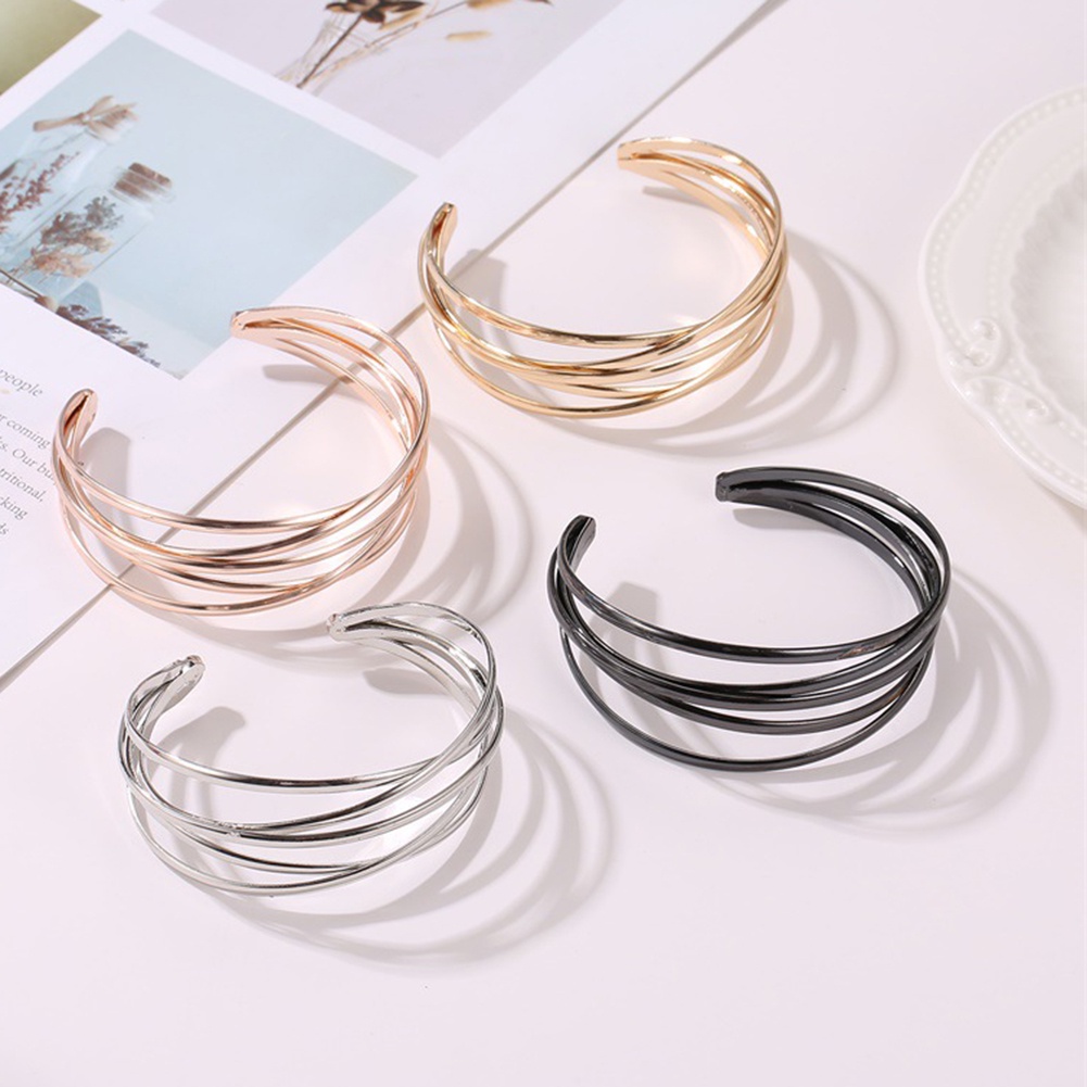 Hu Hu Hu Hu Hu Alat Bantu Pasang Kacamata♡ Gelang Bangle Open Desain Salib Multilayer Untuk Wanita