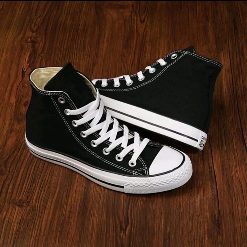 (Kualitas Premium)Sepatu Converse Pria &amp; Wanita Sepatu Sekolah Kerja Kuliah Sepatu Sneakers Tinggi Hitam Sepatu Chuck Taylor Black White