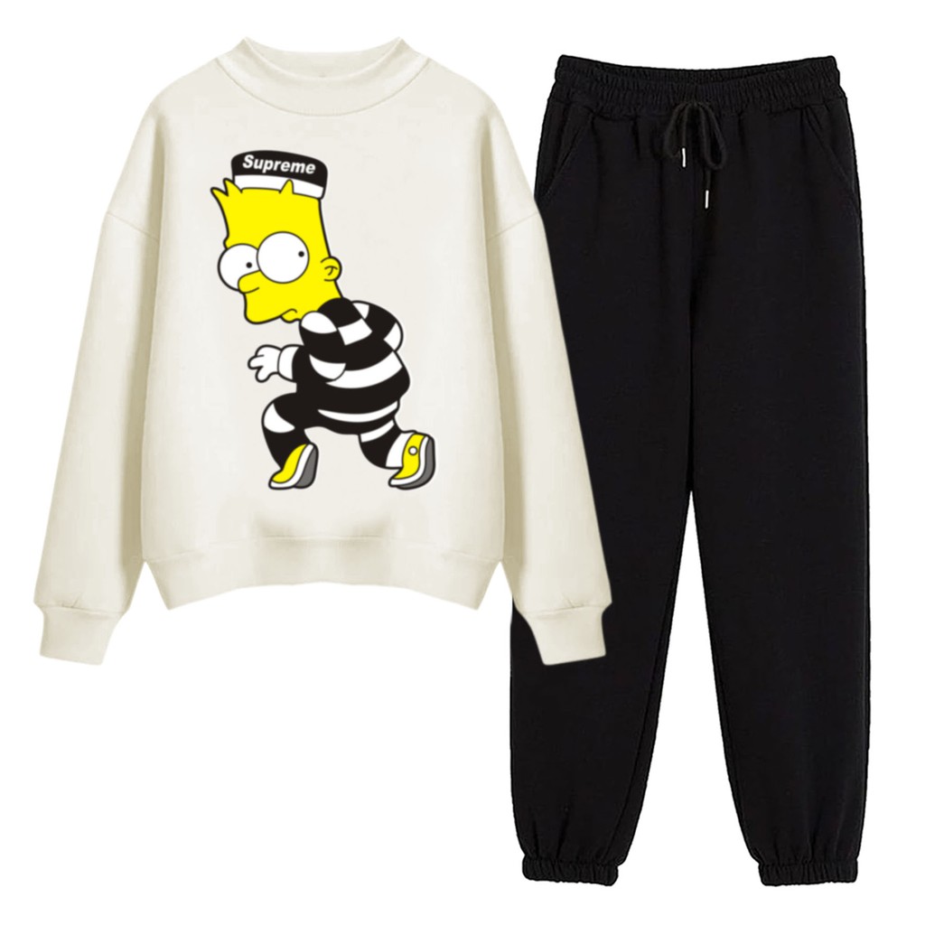 BESS - Baju Setelan Wanita Murah / Setelan Sweater + Jogger Hitam - SIMPSON