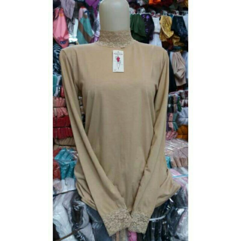 Manset Baju Dalaman Wanita Bahan Kaos Kombinasi Renda Brokat Kwalita